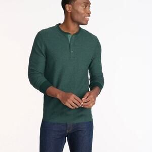 UNTUCKIT Textured Long Sleeve Henley Forest Green Medium M